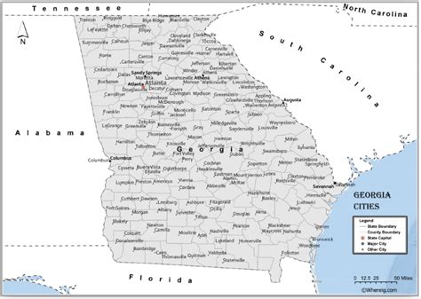 Map of Georgia Cities, List of Cities in Georgia by Population.
